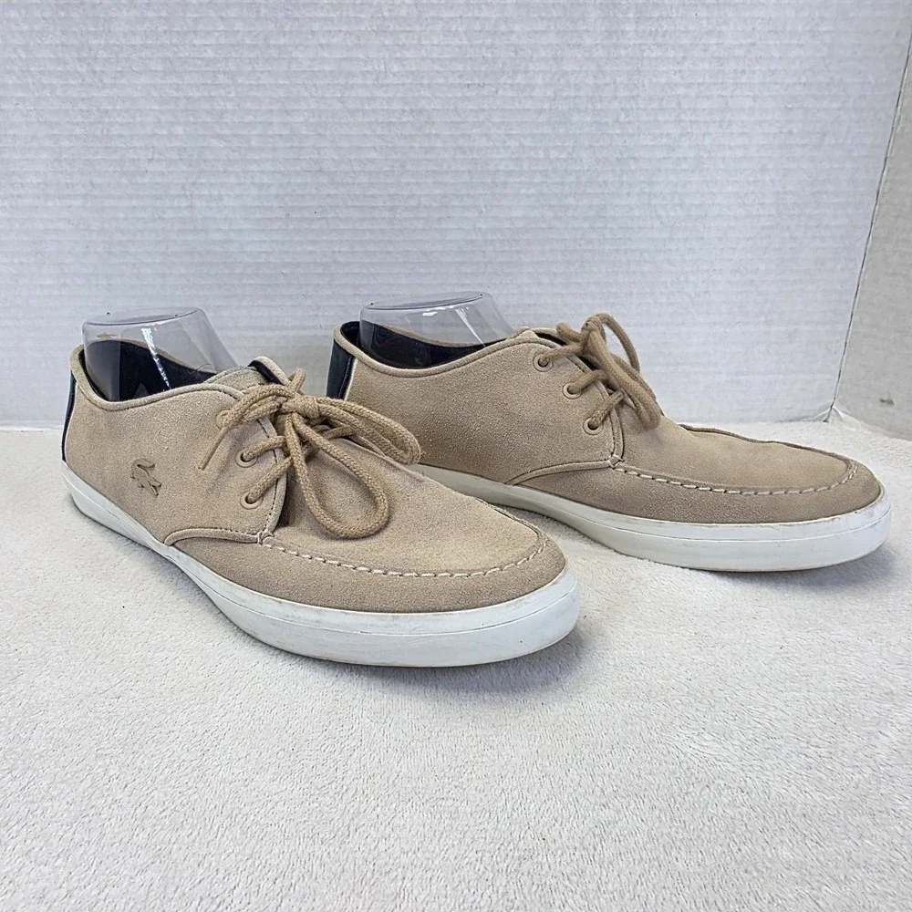 Lacoste Sevrin Suede‎ Mens Size 11 Leather Casual Boat Shoes Tan Blue